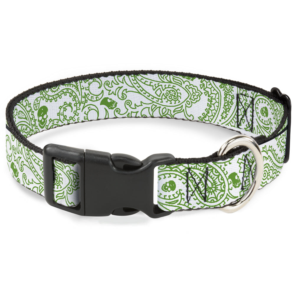 Plastic Clip Collar - Bandana/Skulls White/Irish Green