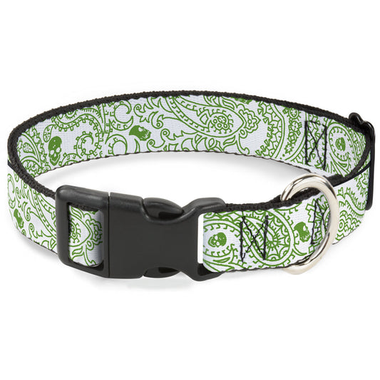 Plastic Clip Collar - Bandana/Skulls White/Irish Green