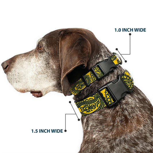 Plastic Clip Collar - Bandana/Skulls Gold/Green