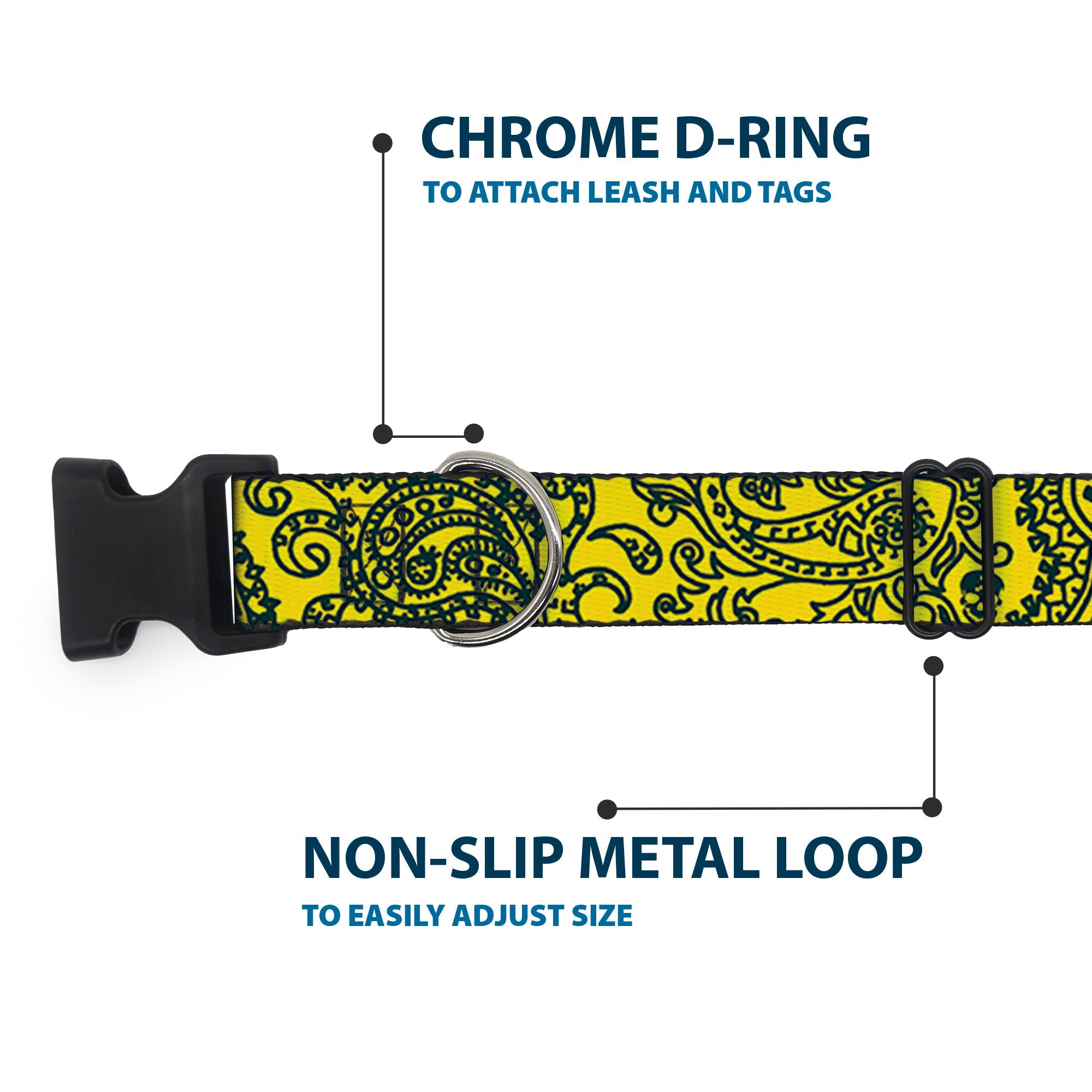 Plastic Clip Collar - Bandana/Skulls Gold/Green