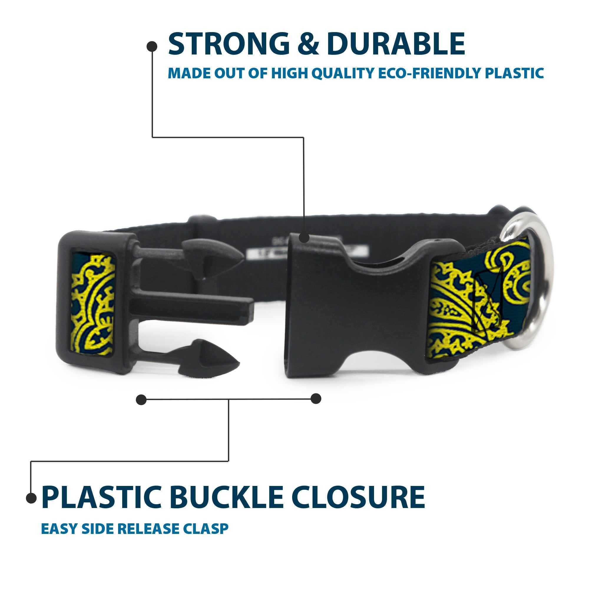 Plastic Clip Collar - Bandana/Skulls Green/Gold