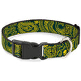 Load image into Gallery viewer, Plastic Clip Collar - Bandana/Skulls Green/Gold
