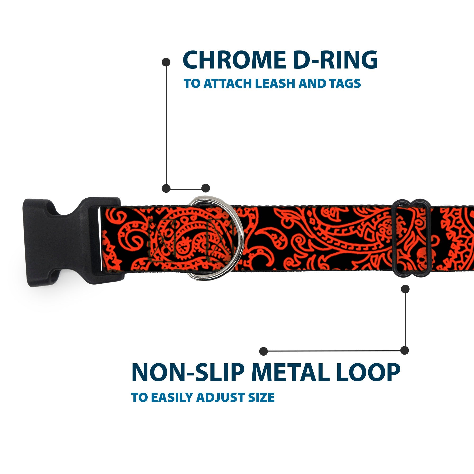 Plastic Clip Collar - Bandana/Skulls Black/Orange