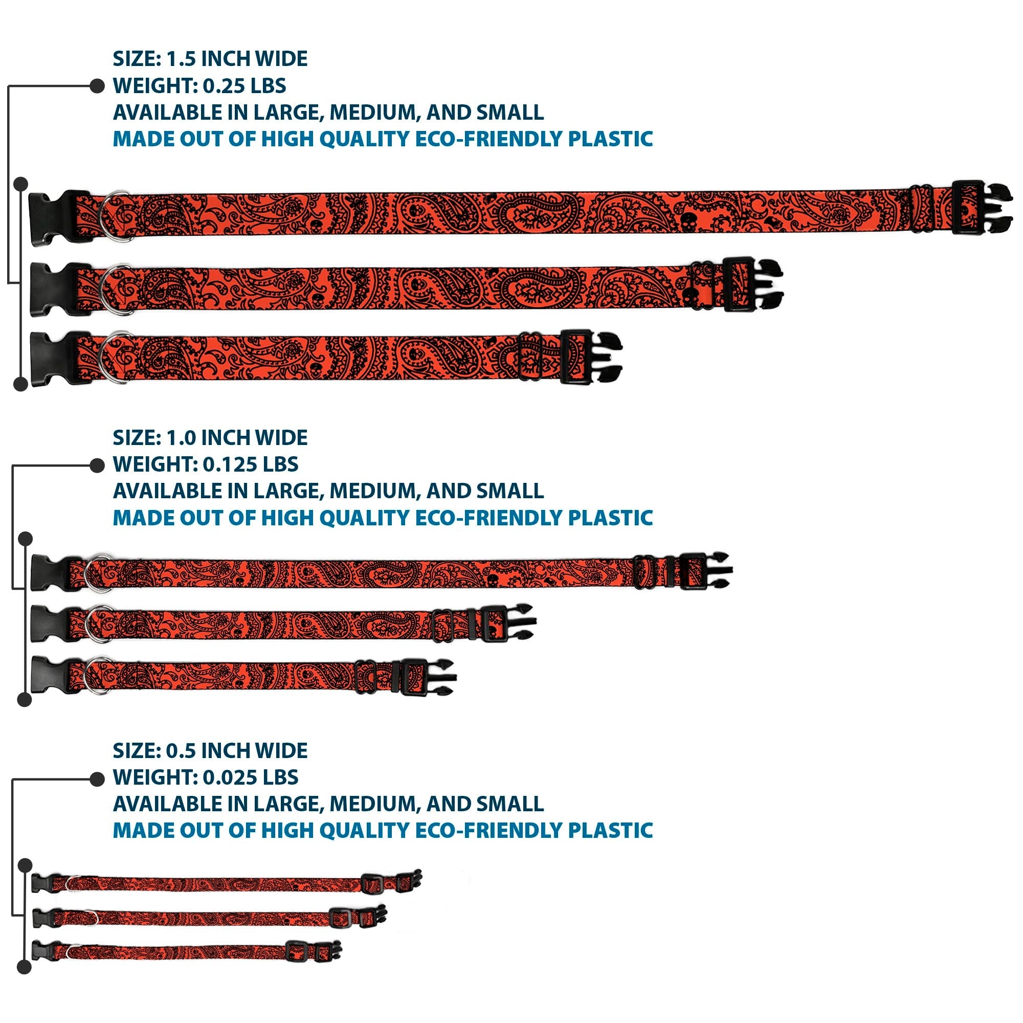 Plastic Clip Collar - Bandana/Skulls Orange/Black