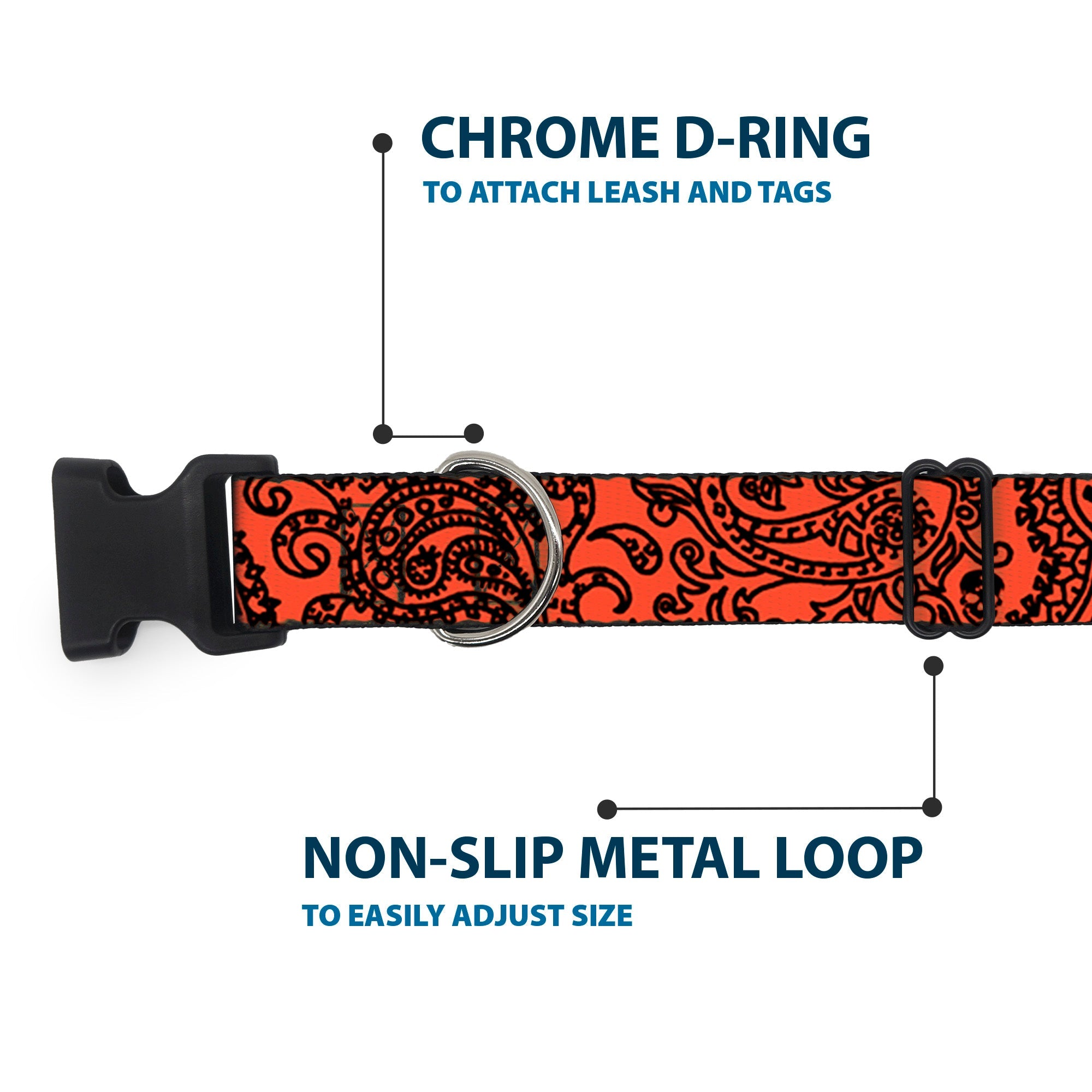 Plastic Clip Collar - Bandana/Skulls Orange/Black
