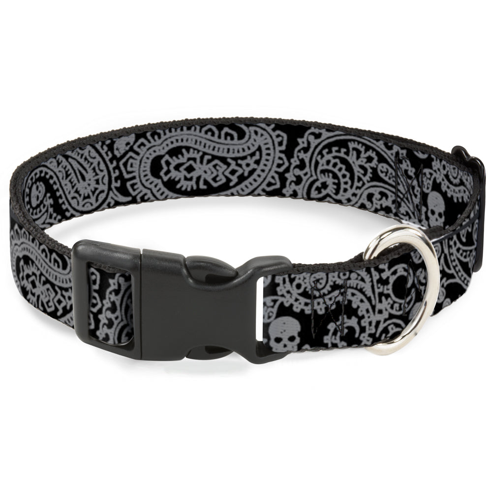 Plastic Clip Collar - Bandana/Skulls Black/Silver