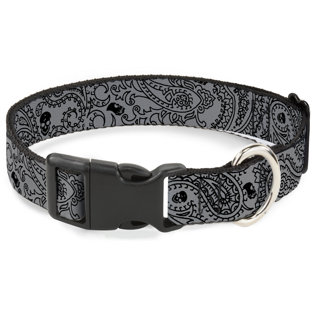 Plastic Clip Collar - Bandana/Skulls Silver/Black
