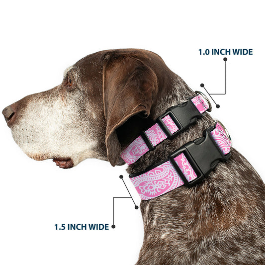 Plastic Clip Collar - Bandana/Skulls Pink/White