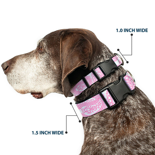 Plastic Clip Collar - Bandana/Skulls White/Pink