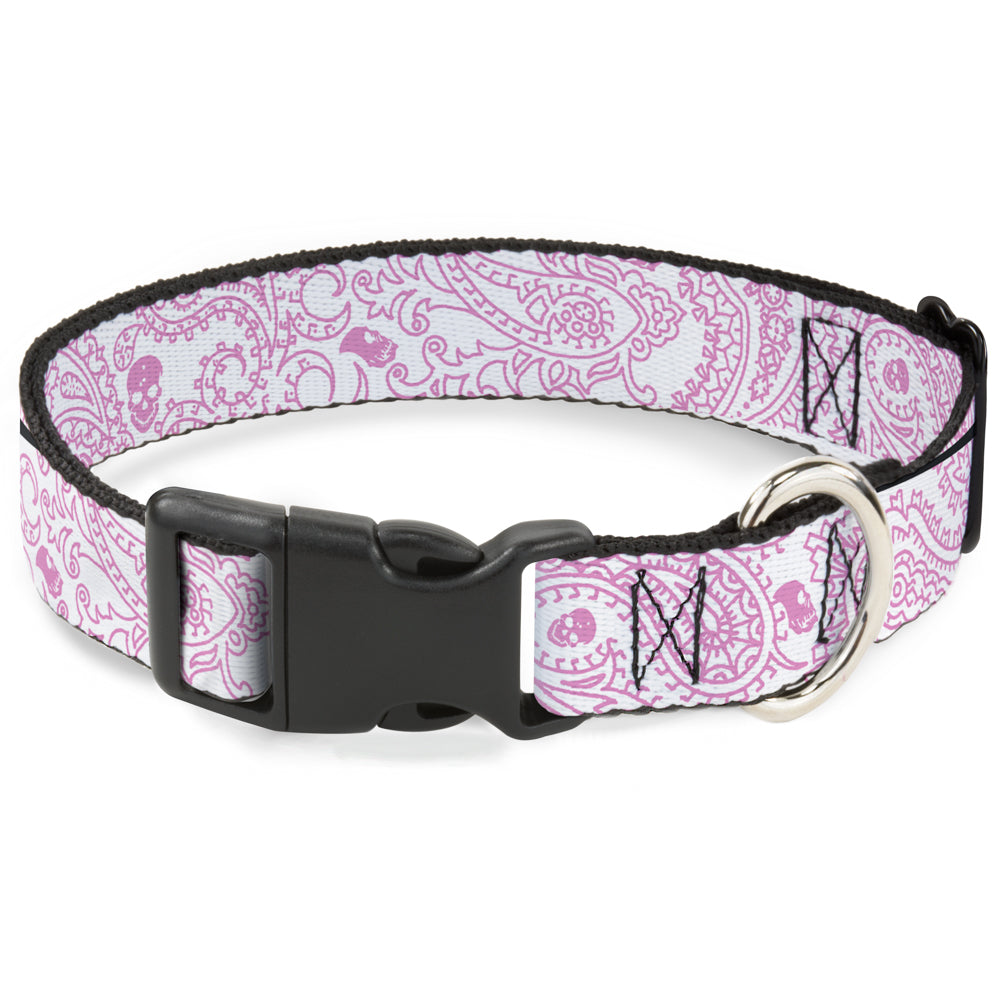 Plastic Clip Collar - Bandana/Skulls White/Pink