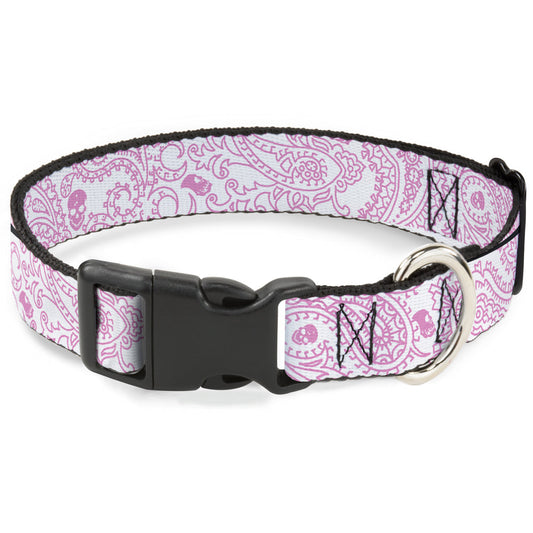 Plastic Clip Collar - Bandana/Skulls White/Pink