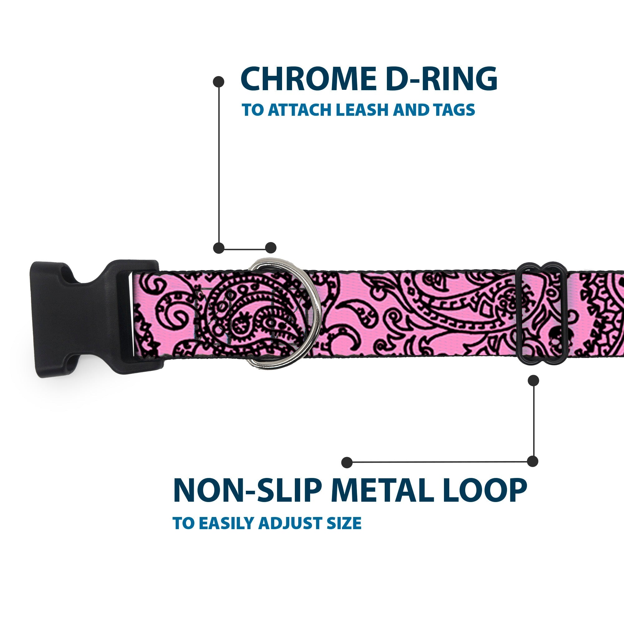 Plastic Clip Collar - Bandana/Skulls Pink/Black