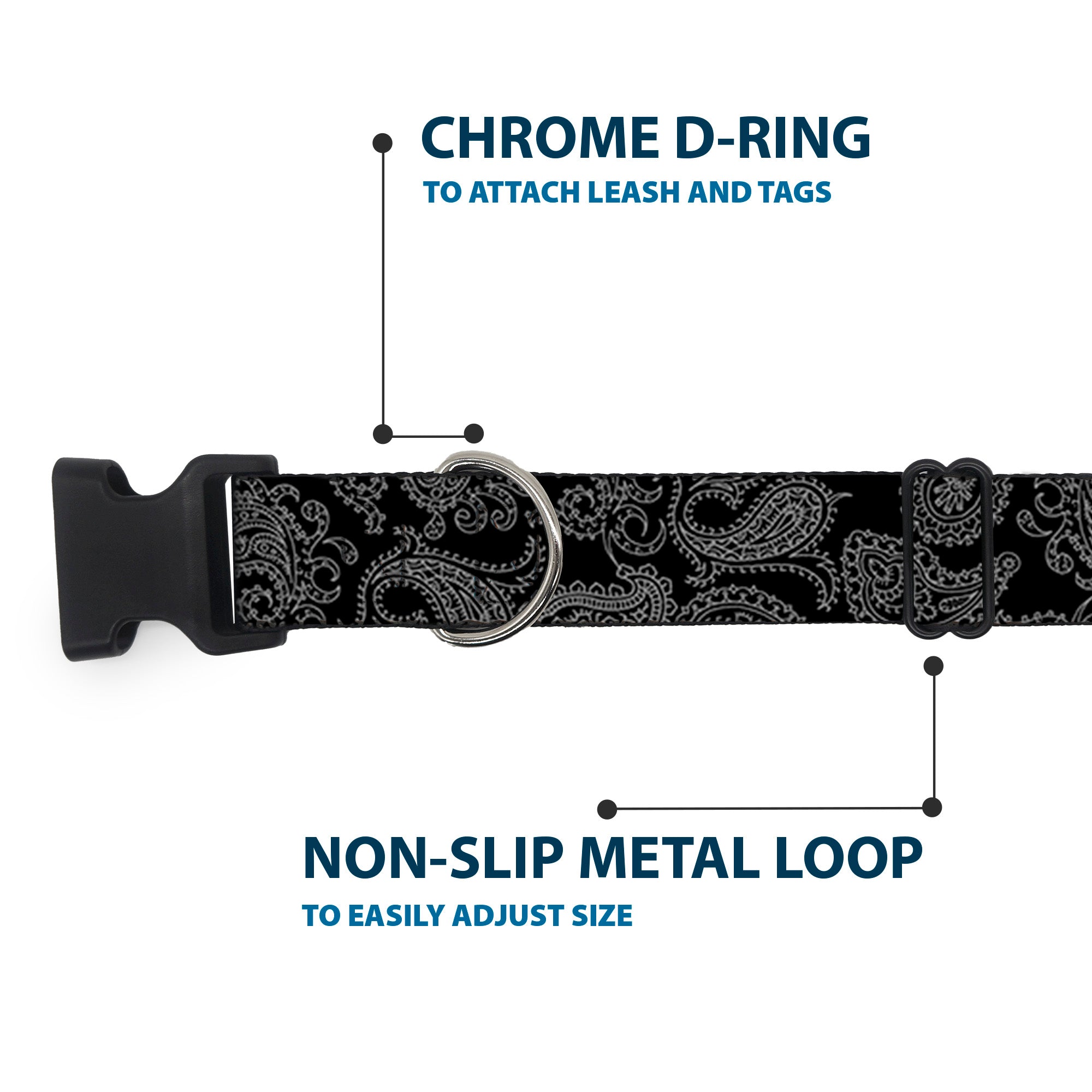 Plastic Clip Collar - Bandana Black/Gray