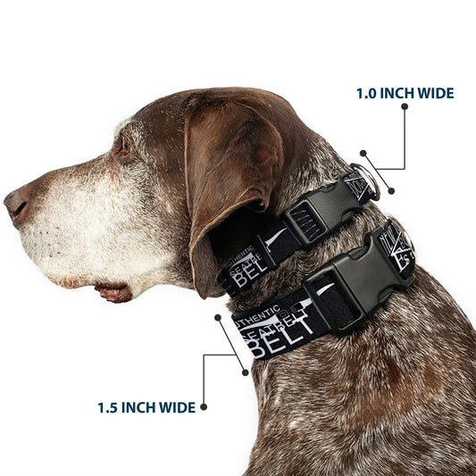 Plastic Clip Collar - Buckle-Down AUTHENTIC SEATBELT BELT NY-LA Black/White