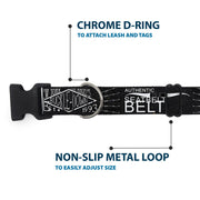 Plastic Clip Collar - Buckle-Down AUTHENTIC SEATBELT BELT NY-LA Black/White