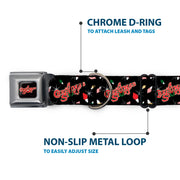 A CHRISTMAS STORY Wreath Logo Full Color Black/Red Seatbelt Buckle Collar - A CHRISTMAS STORY Title Logo and Lights Black/Reds