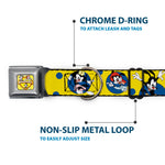 ANIMANIACS Title Logo Full Color Yellow Seatbelt Buckle Collar - Animaniacs Yakko Wakko and Dot Poses Yellow/Blue