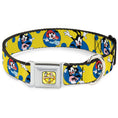 Load image into Gallery viewer, ANIMANIACS Title Logo Full Color Yellow Seatbelt Buckle Collar - Animaniacs Yakko Wakko and Dot Poses Yellow/Blue
