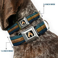 Load image into Gallery viewer, Aquaman 2017 Icon Black/Golds Seatbelt Buckle Collar - AQUAMAN Scales Stripe Blues/Golds
