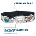 Load image into Gallery viewer, ADVENTURE TIME Title Logo Full Color White Seatbelt Buckle Collar - Adventure Time Finn and Jake Long Arms Dancing Pose White
