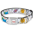 Load image into Gallery viewer, ADVENTURE TIME Title Logo Full Color White Seatbelt Buckle Collar - Adventure Time Finn and Jake Long Arms Dancing Pose White
