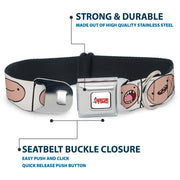 ADVENTURE TIME Title Logo Full Color White Seatbelt Buckle Collar - Adventure Time Finn Expression Blocks White