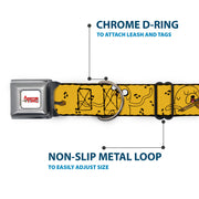 ADVENTURE TIME Title Logo Full Color White Seatbelt Buckle Collar - Adventure Time Jake Dancing and Violin Poses Yellow