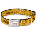 Load image into Gallery viewer, ADVENTURE TIME Title Logo Full Color White Seatbelt Buckle Collar - Adventure Time Jake Dancing and Violin Poses Yellow
