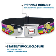ADVENTURE TIME Title Logo Full Color White Seatbelt Buckle Collar - Adventure Time Lady Raincorn Poses Stripe Rainbow