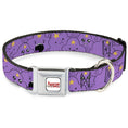 Load image into Gallery viewer, ADVENTURE TIME Title Logo Full Color White Seatbelt Buckle Collar - Adventure Time Lumpy Space Princess Expressions Stacked Lavender
