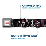 ADVENTURE TIME Title Logo Full Color White Seatbelt Buckle Collar - Adventure Time Marceline Poses Collage Reds