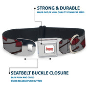 ADVENTURE TIME Title Logo Full Color White Seatbelt Buckle Collar - Adventure Time Marceline's Axe Bass Guitar Scattered Gray
