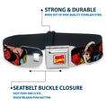 Load image into Gallery viewer, MARVEL COMICS Marvel Comics Logo Full Color Seatbelt Buckle Collar - 5-Marvel Characters Black
