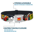 Load image into Gallery viewer, MARVEL COMICS Marvel Comics Logo Full Color Seatbelt Buckle Collar - MARVEL/Retro Comic Panels Black/Yellow
