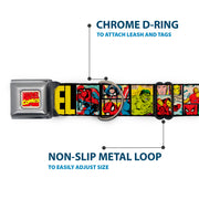 MARVEL COMICS Marvel Comics Logo Full Color Seatbelt Buckle Collar - MARVEL/Retro Comic Panels Black/Yellow