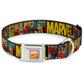 Load image into Gallery viewer, MARVEL COMICS Marvel Comics Logo Full Color Seatbelt Buckle Collar - MARVEL/Retro Comic Panels Black/Yellow

