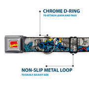 Marvel Comics Logo Full Color Seatbelt Buckle Collar - Classic GHOST RIDER 3-Riding Poses/Comic Blocks Grays/Yellow/Black/Red