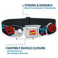 Load image into Gallery viewer, Marvel Comics Logo Full Color Seatbelt Buckle Collar - 4-Superhero Action Poses/Comic Scenes White/Black/Full Color Splatter

