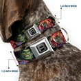 Load image into Gallery viewer, AVENGERS Block Logo Full Color Black/White Seatbelt Buckle Collar - 7-Vivid Avengers Action Poses
