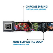 AVENGERS Block Logo Full Color Black/White Seatbelt Buckle Collar - 7-Vivid Avengers Action Poses