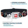 Load image into Gallery viewer, MARVEL UNIVERSE MARVEL Full Color Red White Seatbelt Buckle Collar - Spider-Man & Black Cat Scene Blocks
