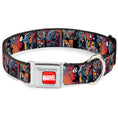Load image into Gallery viewer, MARVEL UNIVERSE MARVEL Full Color Red White Seatbelt Buckle Collar - Spider-Man & Black Cat Scene Blocks
