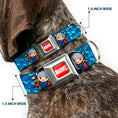 Load image into Gallery viewer, MARVEL UNIVERSE MARVEL Full Color Red White Seatbelt Buckle Collar - Kawaii Thor Poses/Hammer Monogram Blues
