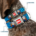 MARVEL UNIVERSE MARVEL Full Color Red White Seatbelt Buckle Collar - Kawaii Thor Poses/Hammer Monogram Blues