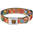 Load image into Gallery viewer, Avengers A Logo Full Color Black/Orange Seatbelt Buckle Collar - Marvel 9-Avengers Halloween Jack-O-Lantern Pumpkin Icons Scattered Orange
