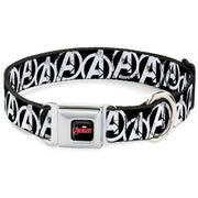 MARVEL AVENGERS MARVEL AVENGERS Logo Full Color Black Red White Seatbelt Buckle Collar - Avengers 