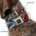 Load image into Gallery viewer, MARVEL AVENGERS Logo Full Color Black/Red/White Seatbelt Buckle Collar - IRON MAN w/Avengers Logo Cityscape
