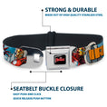 Load image into Gallery viewer, MARVEL AVENGERS Logo Full Color Black/Red/White Seatbelt Buckle Collar - IRON MAN w/Avengers Logo Cityscape
