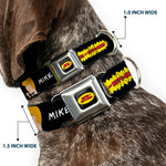 BEAVIS AND BUTT-HEAD Title Logo Full Color Black/Yellow/Red Seatbelt Buckle Collar - BEAVIS AND BUTT-HEAD Title Logo and Pose Black