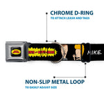 BEAVIS AND BUTT-HEAD Title Logo Full Color Black/Yellow/Red Seatbelt Buckle Collar - BEAVIS AND BUTT-HEAD Title Logo and Pose Black
